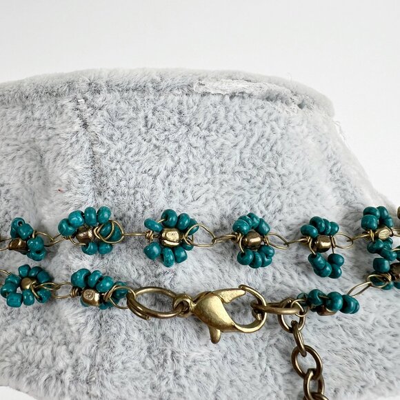 Vintage Handmade Beaded Flower Long Choker Dainty Bohemian Hand Made Wire Boho - Picture 3 of 4